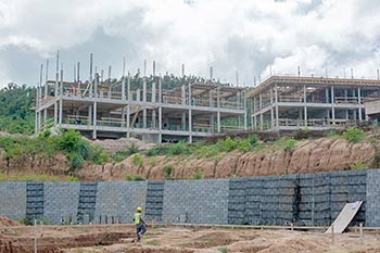 Anichi Resort Construction Update: South View to the Retaining Wall and Upper Buildings - October 17, 2018