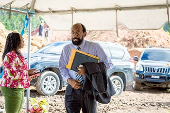 CEO of Oriental Developers (Caribbean) Ltd., Mr. Alick Lawrence arrives for the Groundbreaking Ceremony