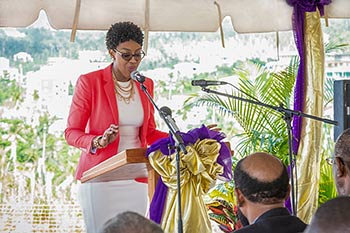 Marketing Manager Nisha Mc Intyre gives opening remarks