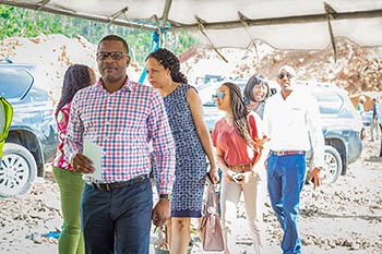 Members of Dominica's Telecom sector arrive at the groundbreaking ceremony