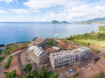 Ход строительства курорта Anichi Resort & Spa от 21 января 2019: аэросъемка с юга-востока на Карибское море