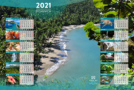 Free Dominica Calendar 2021 for Print and Desktop