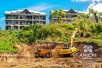 January 2021 Construction Update of Anichi Resort & Spa: Excavator at the Block A