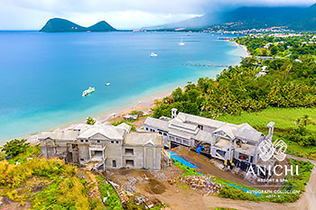 Ход строительства Anichi Resort & Spa за январь 2021: вид с воздуха на Карибское море