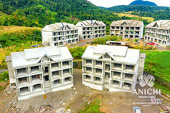 Ход строительства Anichi Resort & Spa за январь 2021: здания 1 и 2 с видом на север