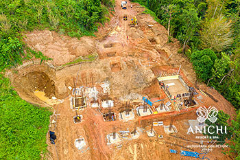 Ход строительства Anichi Resort & Spa за февраль 2021: вид с воздуха на блок A