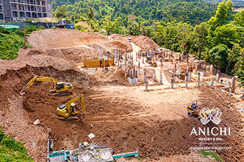 Ход строительства Anichi Resort & Spa за апрель 2021: экскаваторы