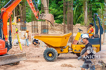 Ход строительства Anichi Resort & Spa за апрель 2021: рабочие