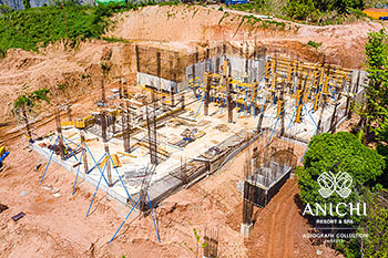 Ход строительства Anichi Resort & Spa за июнь 2021: вид с воздуха на блок A