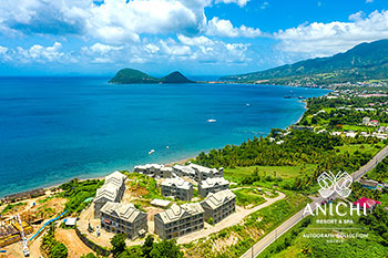 Ход строительства Anichi Resort & Spa за август 2021: вид с воздуха на Карибское море