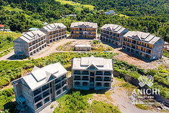 Ход строительства Anichi Resort & Spa за сентябрь 2021: вид с воздуха на семь зданий