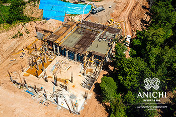 Ход строительства Anichi Resort & Spa за сентябрь 2021: вид с воздуха на блок A