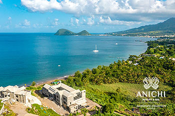 October 2021 Construction Update of Anichi Resort & Spa: Aerial View of the Building D and the Caribbean Sea