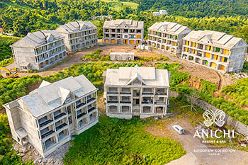 Ход строительства Anichi Resort & Spa за октябрь 2021: вид с воздуха на семь зданий