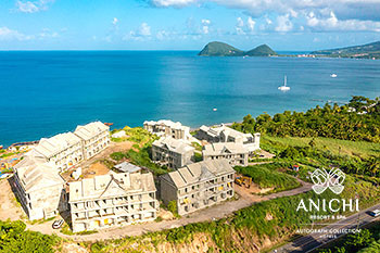 Ход строительства Anichi Resort & Spa за октябрь 2021: вид с воздуха на Карибское море