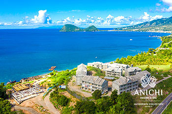 Ход строительства Anichi Resort & Spa за ноябрь 2021: вид с воздуха на Карибское море