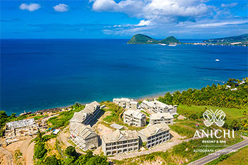 Ход строительства Anichi Resort & Spa за декабрь 2021: вид с воздуха на Карибское море