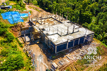 Ход строительства Anichi Resort & Spa за декабрь 2021: вид с воздуха на блок A