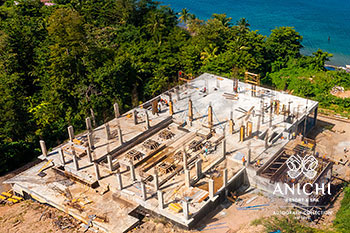 January 2022 Construction Update of Anichi Resort & Spa: Aerial View of Entrance Block