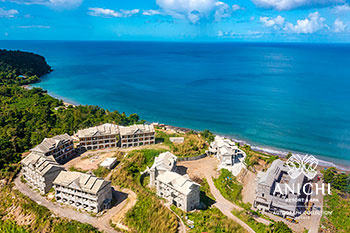 Ход строительства Anichi Resort & Spa за январь 2022: вид с воздуха на Карибское море