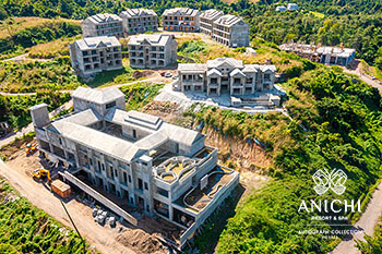Ход строительства Anichi Resort & Spa за январь 2022: вид с воздуха на здание D