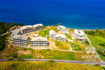 Ход строительства Anichi Resort & Spa за февраль 2022: вид с воздуха на Карибское море