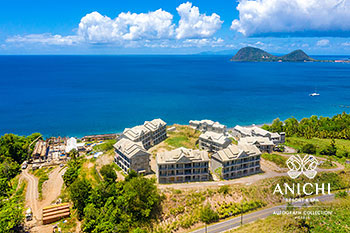 Ход строительства Anichi Resort & Spa за апрель 2022: вид с воздуха на Карибское море