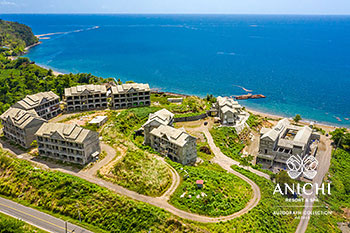 Ход строительства Anichi Resort & Spa за июнь 2022: вид с воздуха на Карибское море