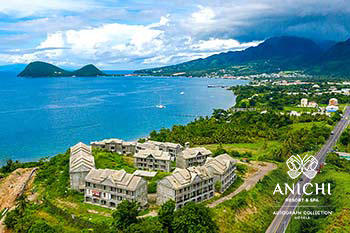 Ход строительства Anichi Resort & Spa за сентябрь 2022: вид с воздуха на Карибское море