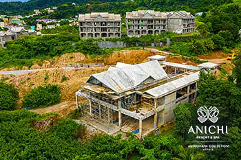 Ход строительства Anichi Resort & Spa за сентябрь 2022: вид с воздуха на блок A