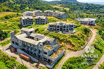 Ход строительства Anichi Resort & Spa за февраль 2023: вид с воздуха на строительную площадку