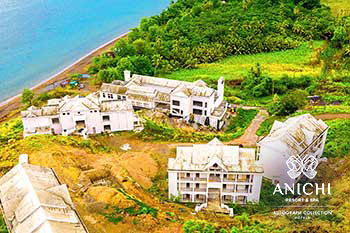 Ход строительства Anichi Resort & Spa за июнь 2023: вид с воздуха на Карибское море