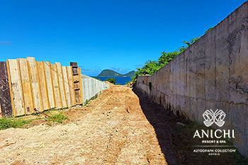 Ход строительства Anichi Resort & Spa за декабрь 2023: дорога между опорными стенами