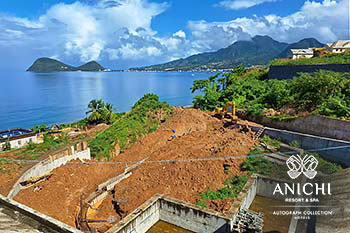 January 2024 Construction Update of Anichi Resort & Spa: View of the Caribbean Sea and Mountains