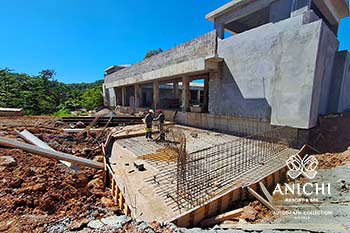 Ход строительства Anichi Resort & Spa за январь 2024: восточная часть входного здания