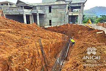 Ход строительства Anichi Resort & Spa за январь 2024: опорные стены