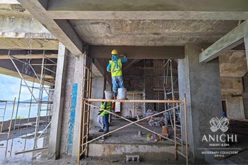Ход строительства Anichi Resort & Spa за февраль 2024: строительные работы внутри входного здания