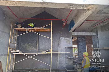 Ход строительства Anichi Resort & Spa за февраль 2024: строительные работы внутри входного здания
